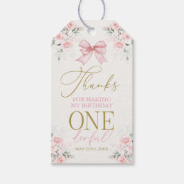 Pink Bow 1. Geburtstags-Girl-Geschenkmarke Geschenkanhänger
