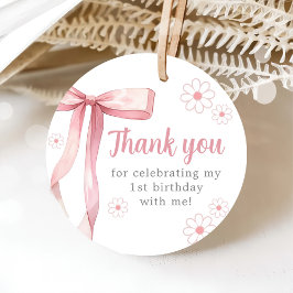 Pink Bow 1. Geburtstagskarte Geschenkanhänger
