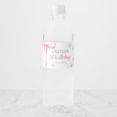 Pink Bow 1. Geburtstagskarte Wasserflaschenetikett (Vorderseite)