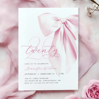 Pink Bow 22 Geburtstag Einladung