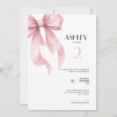 Pink Bow 2nd Birthday Invitation for Girls Einladung (Vorderseite)