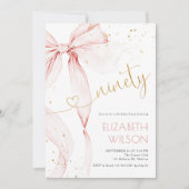 Pink Bow 90th Birthday Invitation Einladung (Vorderseite)