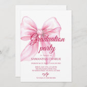 Pink Bow Abschluss Einladung (Vorne/Hinten)