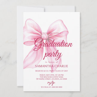 Pink Bow Abschluss Einladung