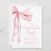 Pink Bow Abschluss Einladung (Vorderseite)