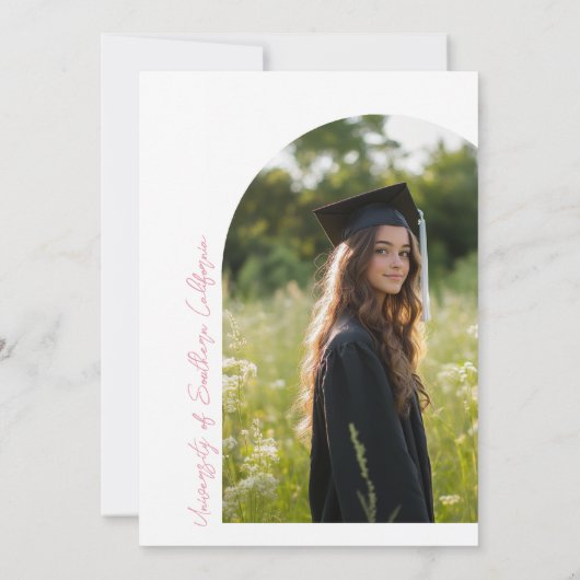 Pink Bow Abschluss Einladung (Rückseite)