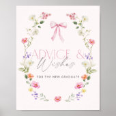 Pink Bow Advice and wishes for graduate Poster (Vorne)