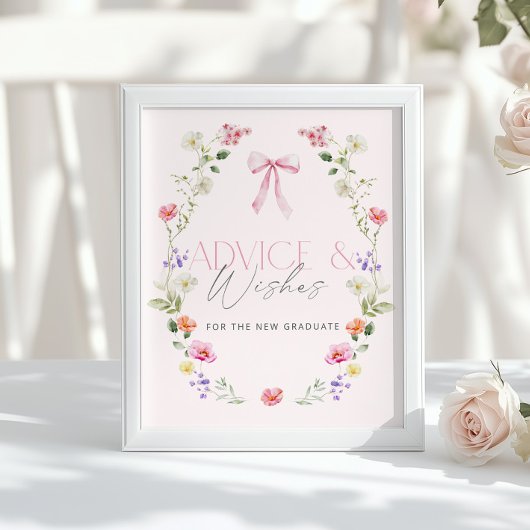 Pink Bow Advice and wishes for graduate Poster