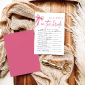 Pink Bow alle Augen auf dem Bride Brautparty Spiel Einladung