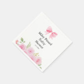 Pink Bow and Floral Baby Shower Serviette (Ecke)