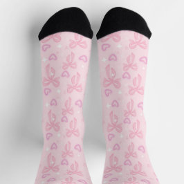 Pink Bow and Heart Socks Socken
