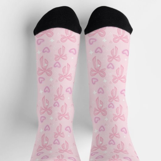 Pink Bow and Heart Socks Socken (Oben)