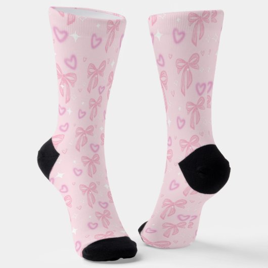 Pink Bow and Heart Socks Socken (Gewinkelt)