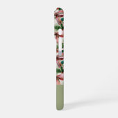 Pink Bow and Holly Watercolor Christmas Pattern iPhone Hülle (Linke Seite)