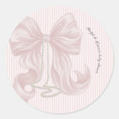 Pink Bow and Stripes Baby Shower  Runder Aufkleber (Vorderseite)