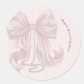 Pink Bow and Stripes Baby Shower  Runder Aufkleber (Vorderseite)