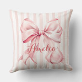 Pink Bow and Stripes Personalized Kissen (Rückseite)