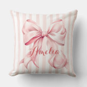 Pink Bow and Stripes Personalized Kissen (Vorderseite)