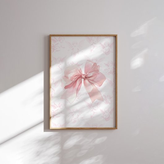 Pink Bow Angel Wall Art Poster