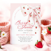 Pink Bow Arch Berry Sweet Baby Dusche Einladung