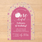 PINK BOW & ARCH FALL PUMPKIN FLOWERS BIRTHDAY ACRYLEINLADUNGEN (Vorderseite)