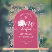 PINK BOW & ARCH FALL PUMPKIN FLOWERS BIRTHDAY ACRYLSCHILD (Neutral)