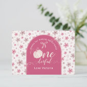 PINK BOW & ARCH FALL PUMPKIN FLOWERS BIRTHDAY DANKESKARTE (Stehend Vorderseite)