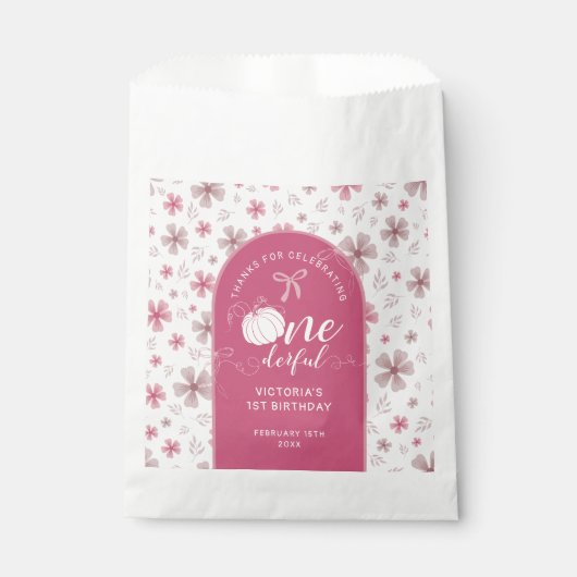 PINK BOW & ARCH FALL PUMPKIN FLOWERS BIRTHDAY GESCHENKTÜTCHEN (Vorderseite)