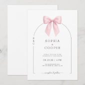Pink Bow Arch Modern Serif Wedding Invitation Einladung (Vorne/Hinten)