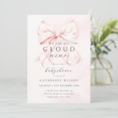 Pink Bow auf Cloud Nine Baby Dusche Einladung (Stehend Vorderseite)