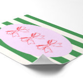 Pink Bow auf Green Strip Muster Wand Drucken Poster (Ecke)