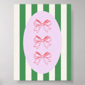 Pink Bow auf Green Strip Muster Wand Drucken Poster (Vorne)