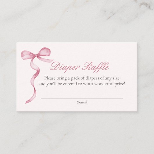 Pink Bow Baby Diaper Anfragekarte Begleitkarte (Vorderseite)