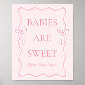 Pink Bow Baby Dusche Babys sind süße Gefälligkeit Poster (Vorne)