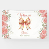Pink Bow Baby Dusche Begrüßung Banner (Horizontal)