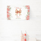 Pink Bow Baby Dusche Begrüßung Banner (InSitu)
