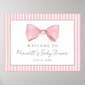 Pink Bow Baby Dusche Begrüßungszeichen Poster (Vorne)