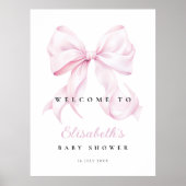 Pink Bow Baby Dusche Begrüßungszeichen Poster (Vorne)