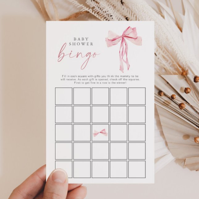 Pink Bow Baby Dusche Bingo Blush Ribbon Girl Game (Von Creator hochgeladen)