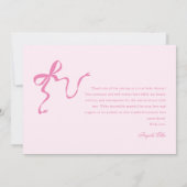 Pink Bow Baby Dusche Danke Karte (Rückseite)