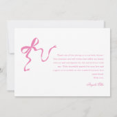 Pink Bow Baby Dusche Danke Karte (Rückseite)