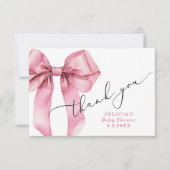 Pink Bow Baby Dusche Danke Karte (Vorderseite)