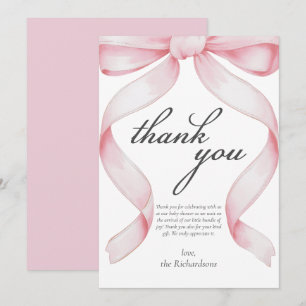 Pink Bow Baby Dusche Danke Karte