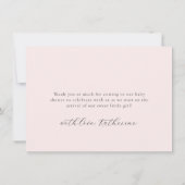 Pink Bow Baby Dusche Dankeskarte (Rückseite)