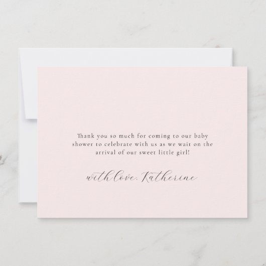 Pink Bow Baby Dusche Dankeskarte (Rückseite)