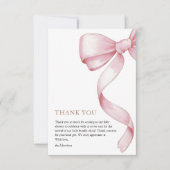 Pink Bow Baby Dusche Dankeskarte (Vorderseite)