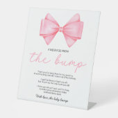 Pink Bow Baby Dusche eine Nachricht aus dem Bump Sockelschild (Vorderseite)