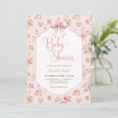 Pink Bow Baby Dusche Einladung (Stehend Vorderseite)