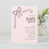 Pink Bow Baby Dusche Einladung (Stehend Vorderseite)