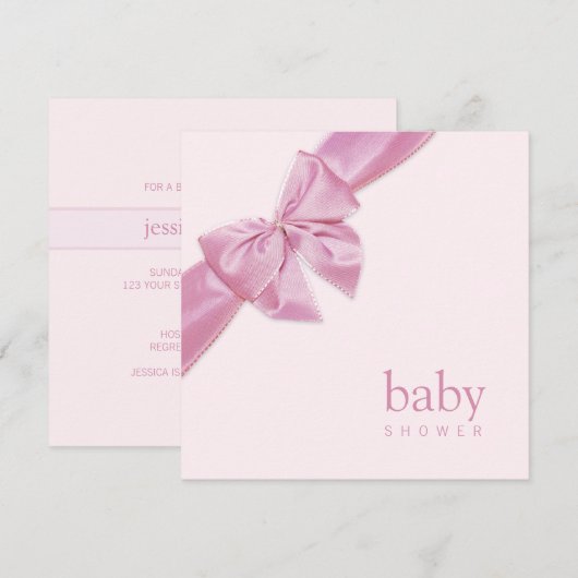 Pink Bow Baby Dusche Einladung (Vorne/Hinten)